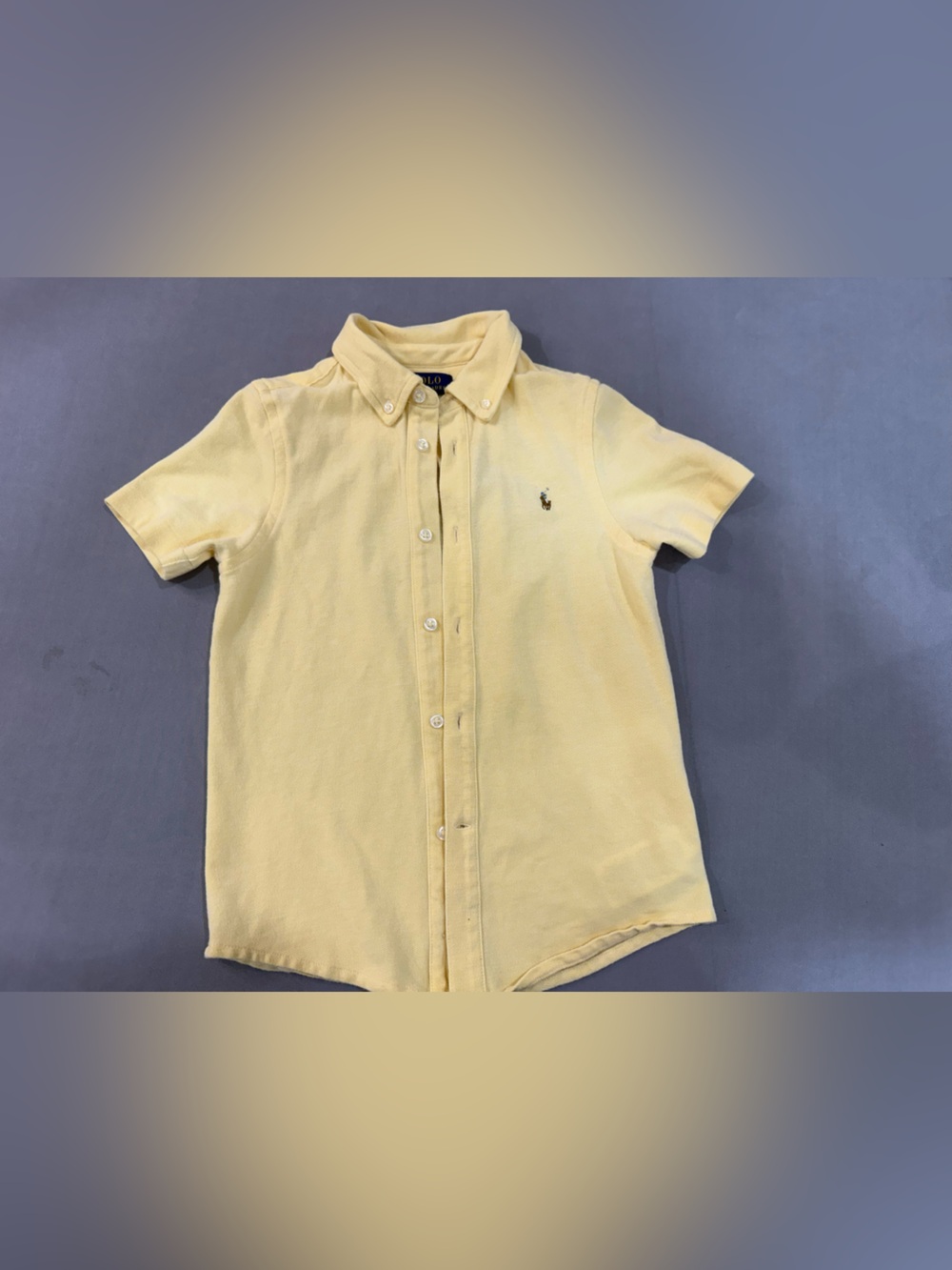 Polo Ralph Lauren Boys Size 6 Yellow Solid Button-Down Short Sleeve Shirt